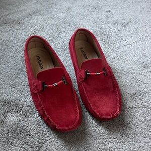 Fashion Red Suede Loafers SIZE 12